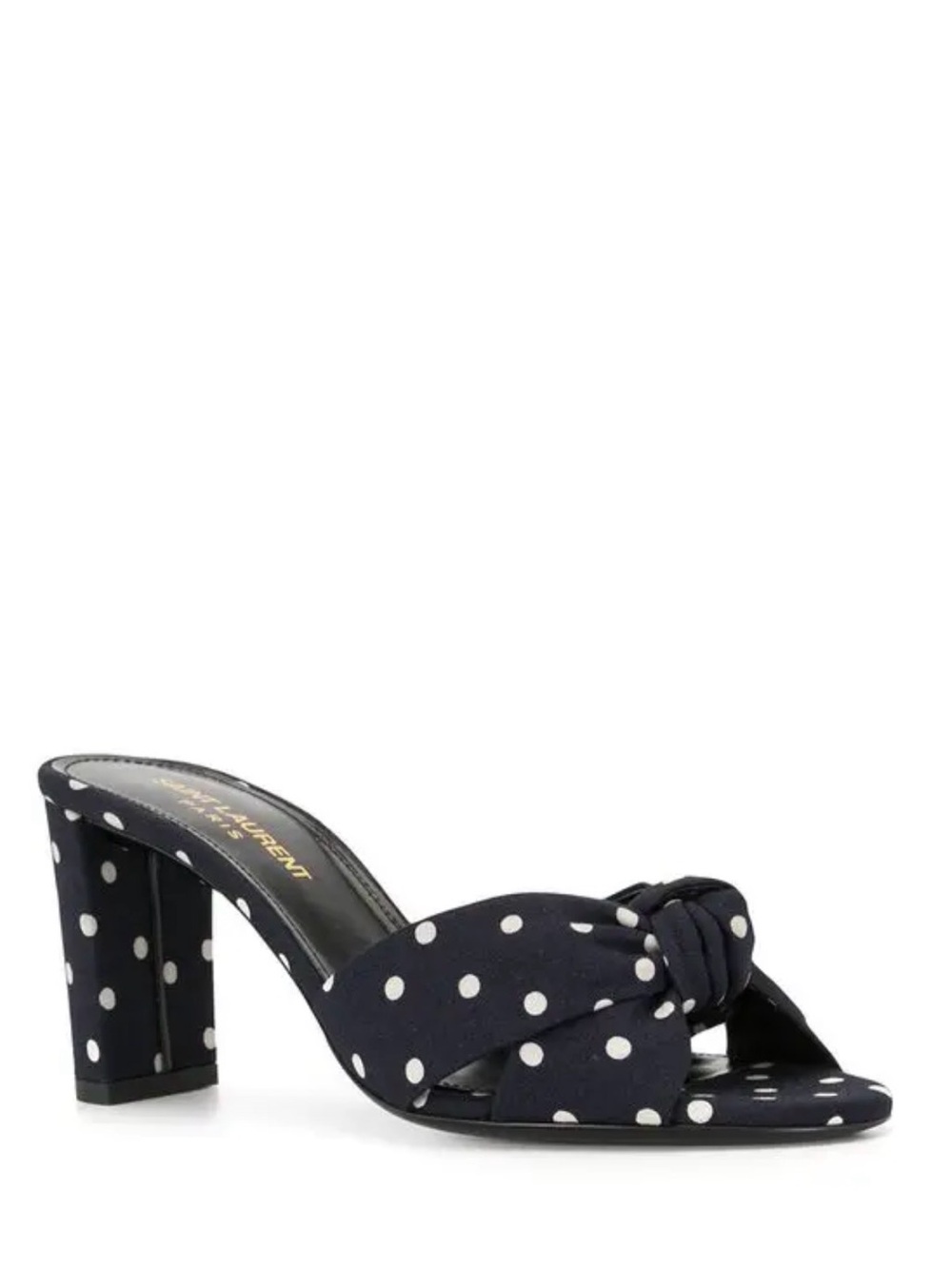 Saint Laurent 39 Bianca Knot Mules Yves Saint Laurent YSL polka dot sandals heel - Picture 1 of 12